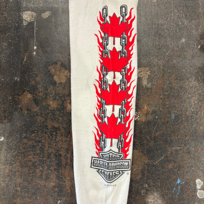 00's  HAREY-DAVIDSON 袖プリント ロンT 白 (M) /B3244T-SO