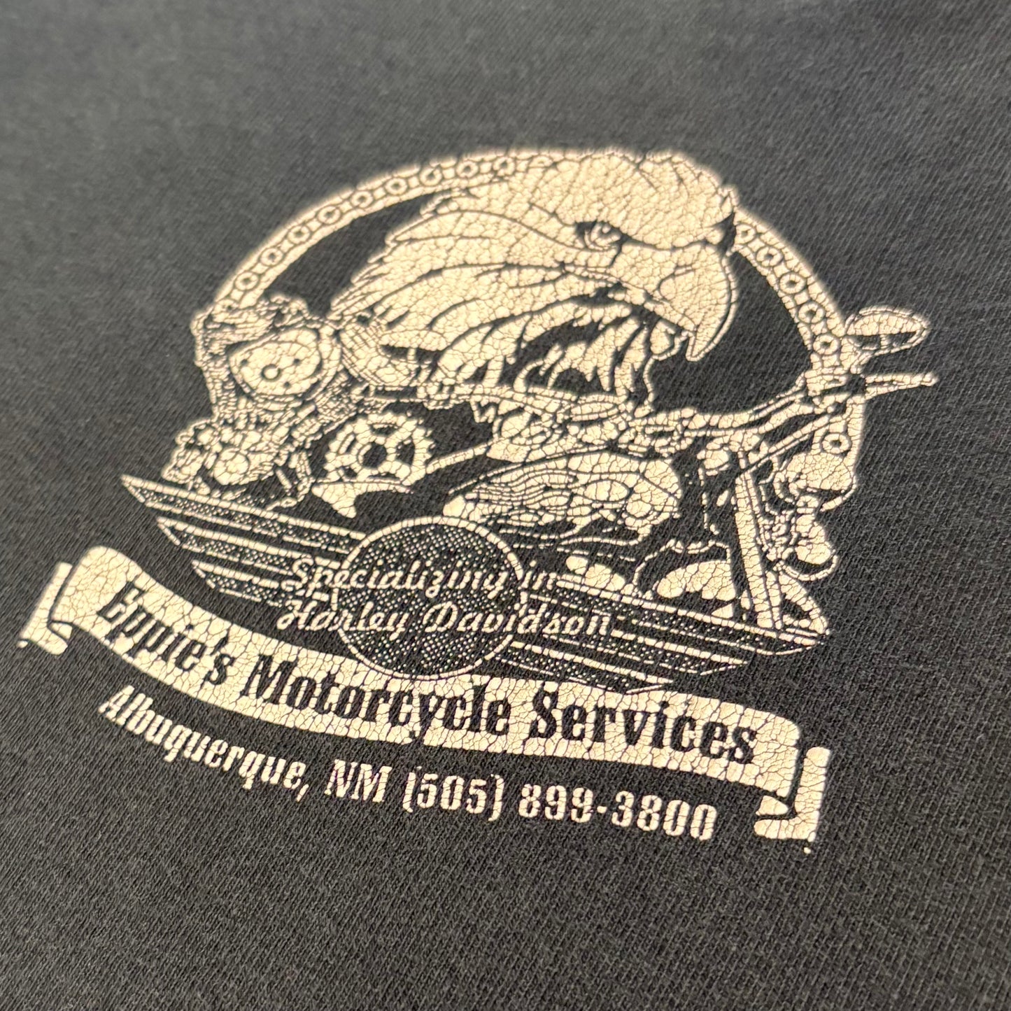 00's  ZIA GRAPHICS CHAMPIONSHIP APPAREL  Eppie's Motorcycle Services ファイヤーパターン 袖プリント ロンT 黒 (L) /B3245T-SO