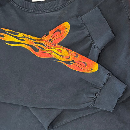 00's  ZIA GRAPHICS CHAMPIONSHIP APPAREL  Eppie's Motorcycle Services ファイヤーパターン 袖プリント ロンT 黒 (L) /B3245T-SO