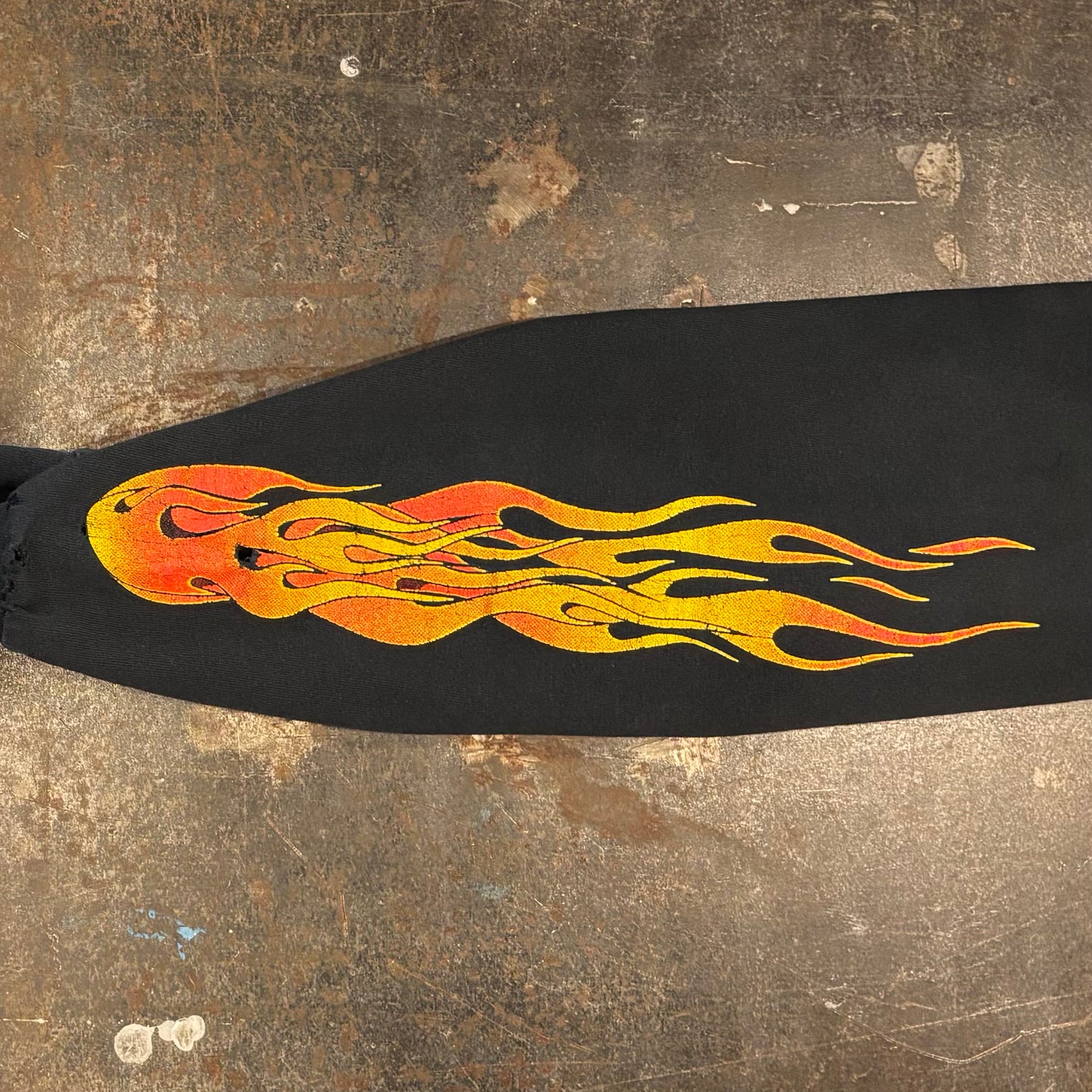 00's  ZIA GRAPHICS CHAMPIONSHIP APPAREL  Eppie's Motorcycle Services ファイヤーパターン 袖プリント ロンT 黒 (L) /B3245T-SO