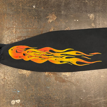 00's  ZIA GRAPHICS CHAMPIONSHIP APPAREL  Eppie's Motorcycle Services ファイヤーパターン 袖プリント ロンT 黒 (L) /B3245T-SO