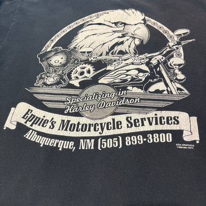 00's  ZIA GRAPHICS CHAMPIONSHIP APPAREL  Eppie's Motorcycle Services ファイヤーパターン 袖プリント ロンT 黒 (L) /B3245T-SO
