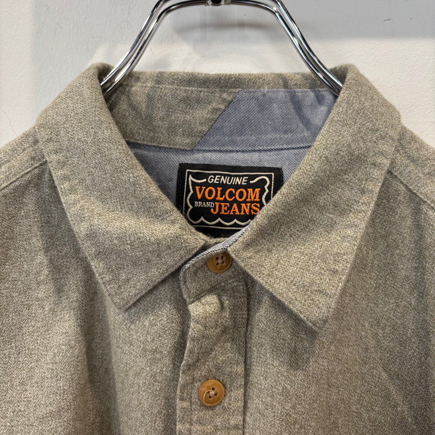 00's VOLCOM ボルコム GENUINE VOLCOM BRAND JEANS "POWELL L/S" フランネルシャツ セージグリーン (M)/B4191SH-SO