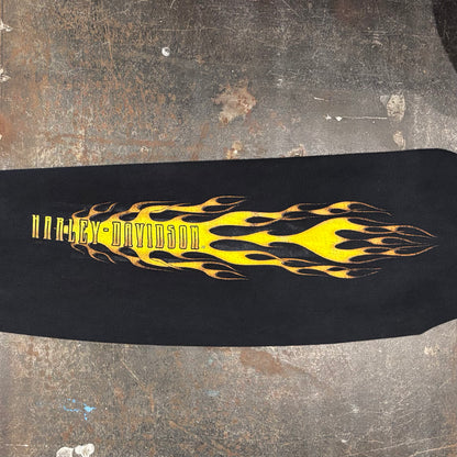 00's  HAREY-DAVIDSON ファイヤーパターン 袖プリント ロンT 黒 (XL) /B3246T-SO