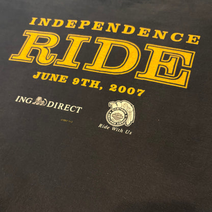 00's  HAREY-DAVIDSON ファイヤーパターン 袖プリント ロンT 黒 (XL) /B3246T-SO