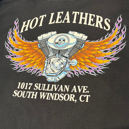 00's DELTA  HOT LEATHERS  袖プリント ロンT 黒 (L) /A8808T-SO