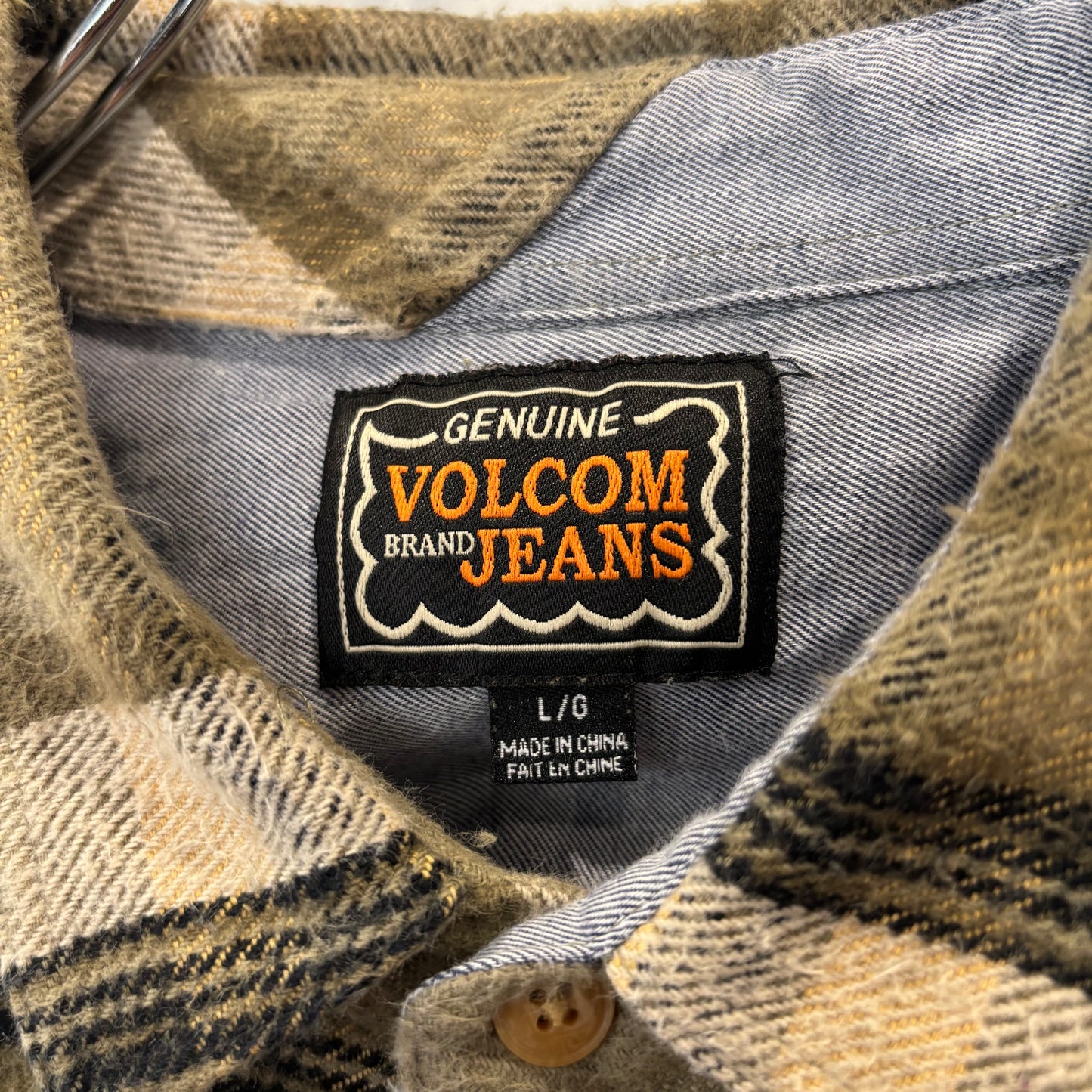 00's VOLCOM ボルコム GENUINE VOLCOM BRAND JEANS へービーネルシャツ チェック モスグリーン/ベージュ/ブラック (L)/C1622SH-SO