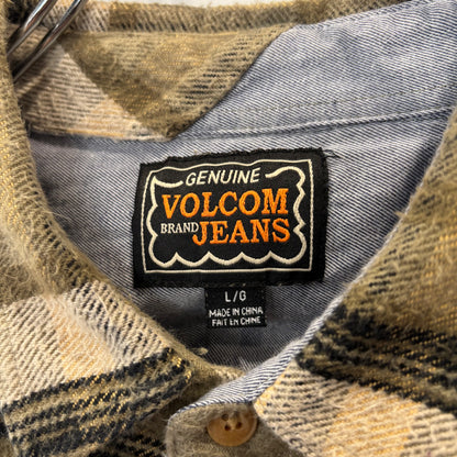 00's VOLCOM ボルコム GENUINE VOLCOM BRAND JEANS へービーネルシャツ チェック モスグリーン/ベージュ/ブラック (L)/C1622SH-SO