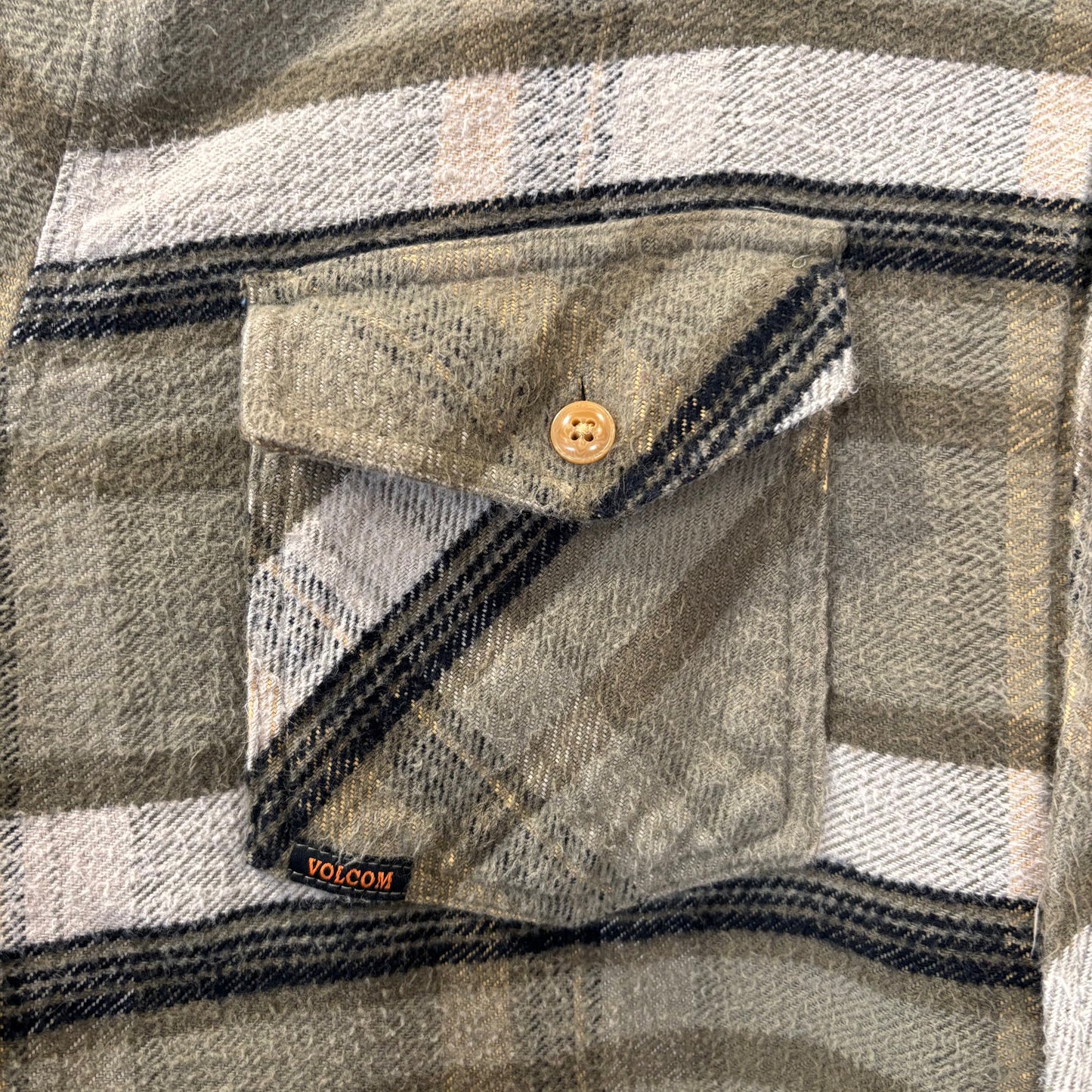 00's VOLCOM ボルコム GENUINE VOLCOM BRAND JEANS へービーネルシャツ チェック モスグリーン/ベージュ/ブラック (L)/C1622SH-SO