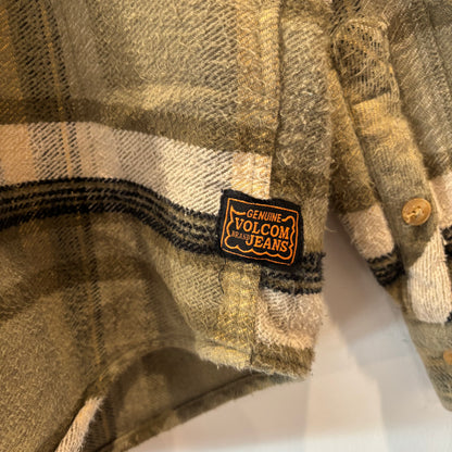 00's VOLCOM ボルコム GENUINE VOLCOM BRAND JEANS へービーネルシャツ チェック モスグリーン/ベージュ/ブラック (L)/C1622SH-SO
