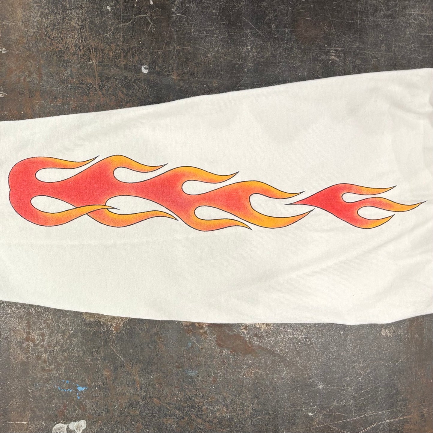 00's  HAREY-DAVIDSON  Birmingham,AL  ファイヤーパターン 袖プリント ロンT 白 (2XL) /B3247T-SO