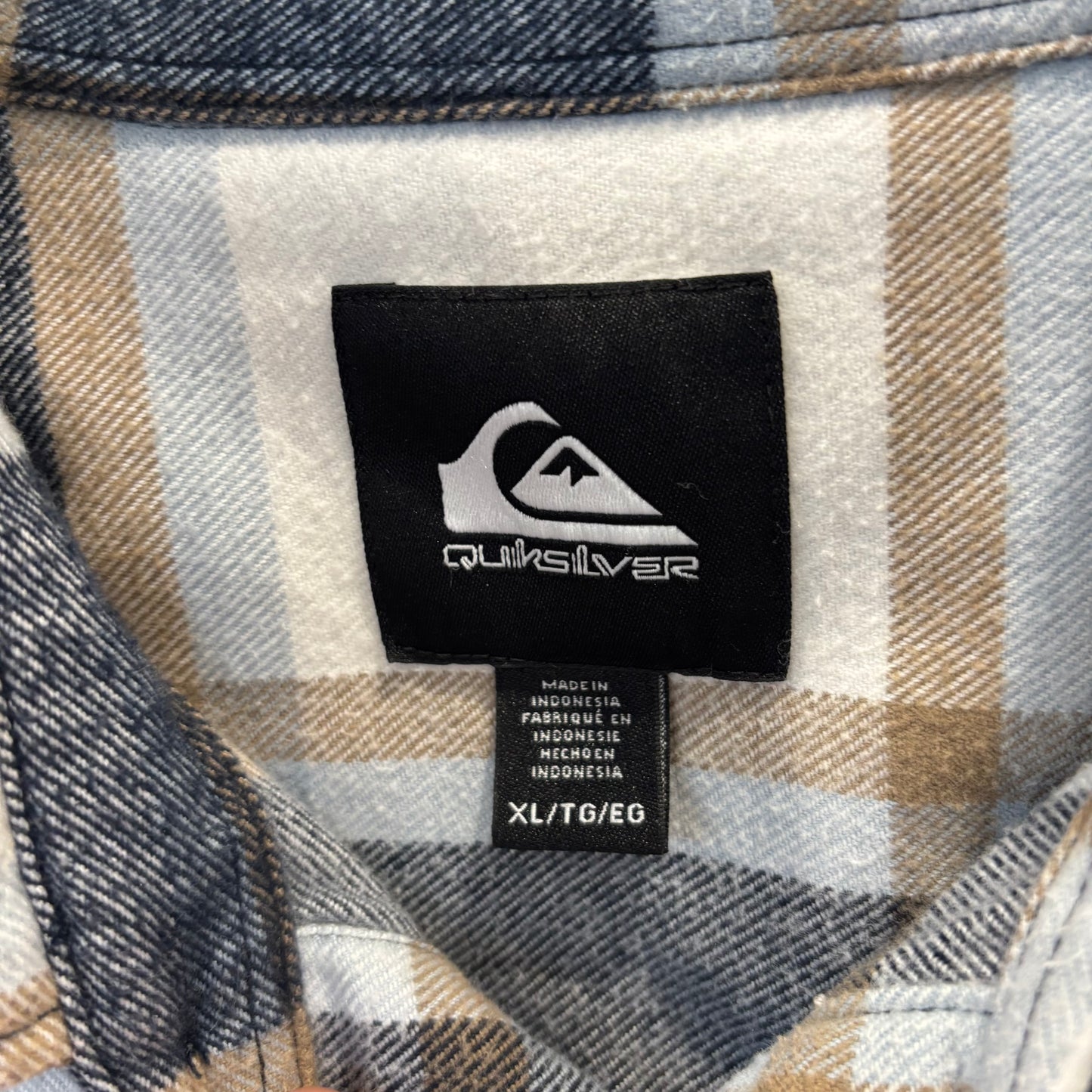 00's QUIKSILVER クイックシルバー DNA Flannel フランネルシャツ ホワイト/ベージュ/ネイビー(XL)/B4189SH-SO