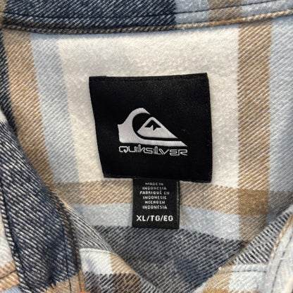 00's QUIKSILVER クイックシルバー DNA Flannel フランネルシャツ ホワイト/ベージュ/ネイビー(XL)/B4189SH-SO