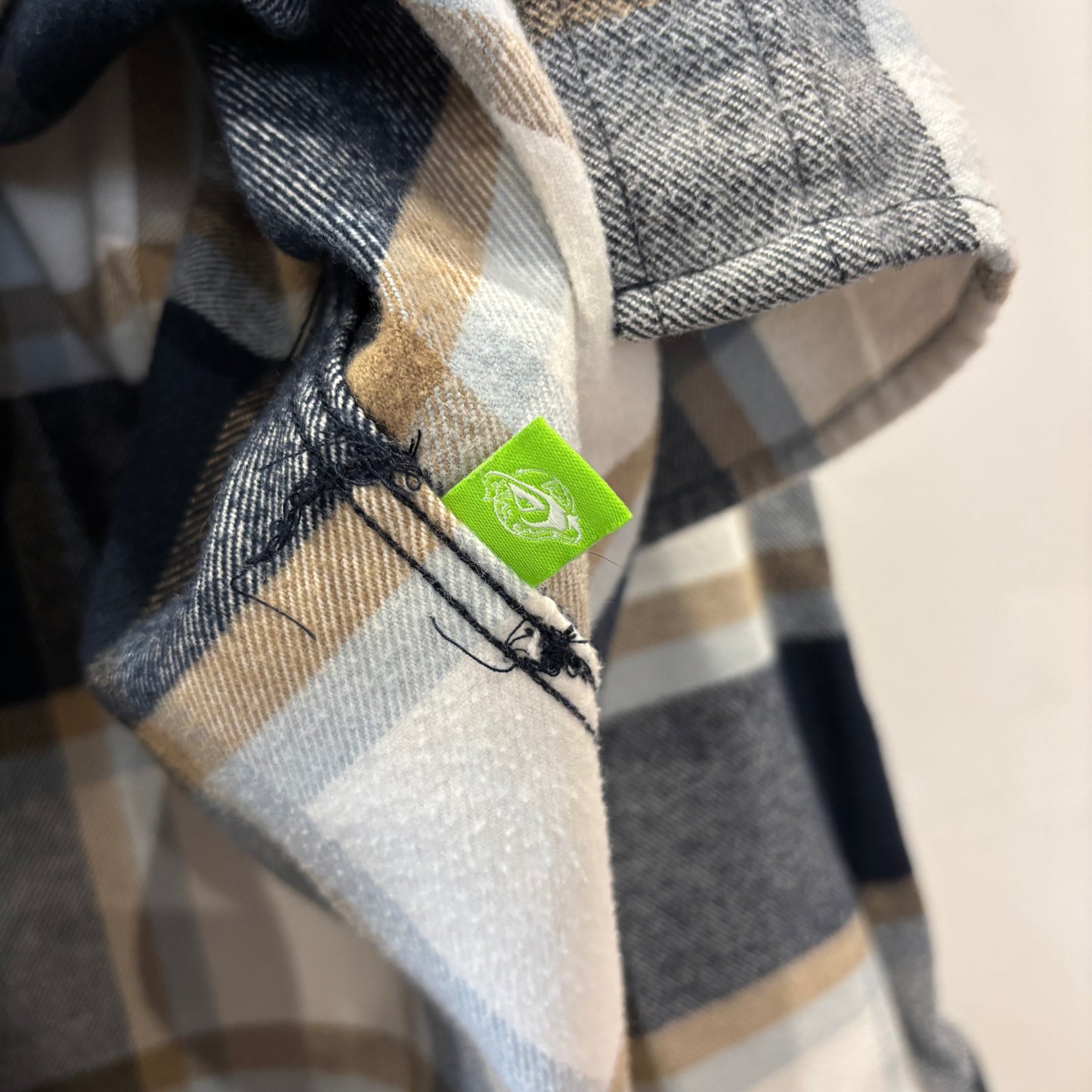00's QUIKSILVER クイックシルバー DNA Flannel フランネルシャツ ホワイト/ベージュ/ネイビー(XL)/B4189SH-SO