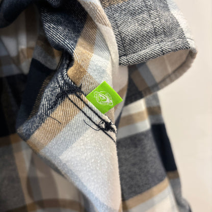 00's QUIKSILVER クイックシルバー DNA Flannel フランネルシャツ ホワイト/ベージュ/ネイビー(XL)/B4189SH-SO