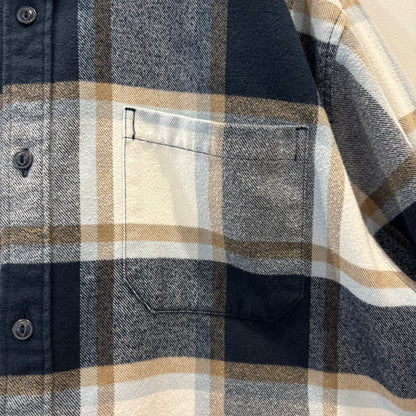00's QUIKSILVER クイックシルバー DNA Flannel フランネルシャツ ホワイト/ベージュ/ネイビー(XL)/B4189SH-SO