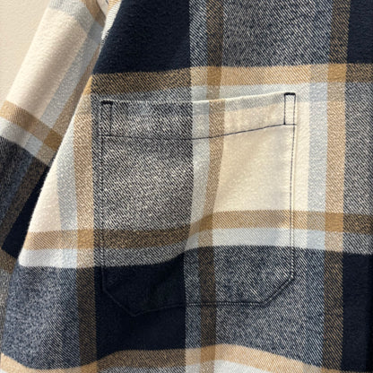 00's QUIKSILVER クイックシルバー DNA Flannel フランネルシャツ ホワイト/ベージュ/ネイビー(XL)/B4189SH-SO