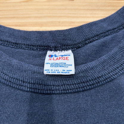 80's champion T shirt ブラック Tシャツ 無地 (XL)/A7203T-SO