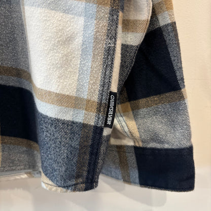 00's QUIKSILVER クイックシルバー DNA Flannel フランネルシャツ ホワイト/ベージュ/ネイビー(XL)/B4189SH-SO
