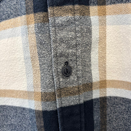 00's QUIKSILVER クイックシルバー DNA Flannel フランネルシャツ ホワイト/ベージュ/ネイビー(XL)/B4189SH-SO