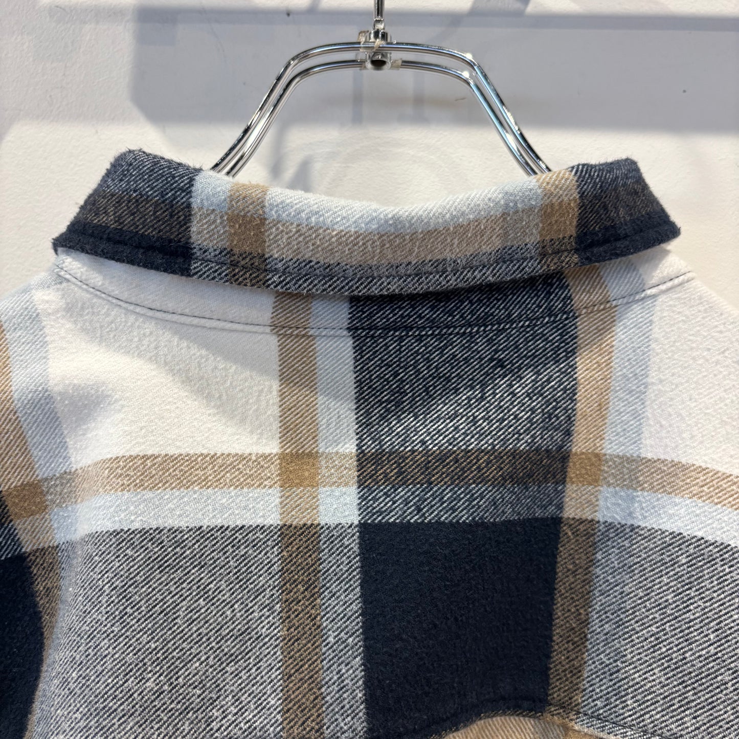 00's QUIKSILVER クイックシルバー DNA Flannel フランネルシャツ ホワイト/ベージュ/ネイビー(XL)/B4189SH-SO