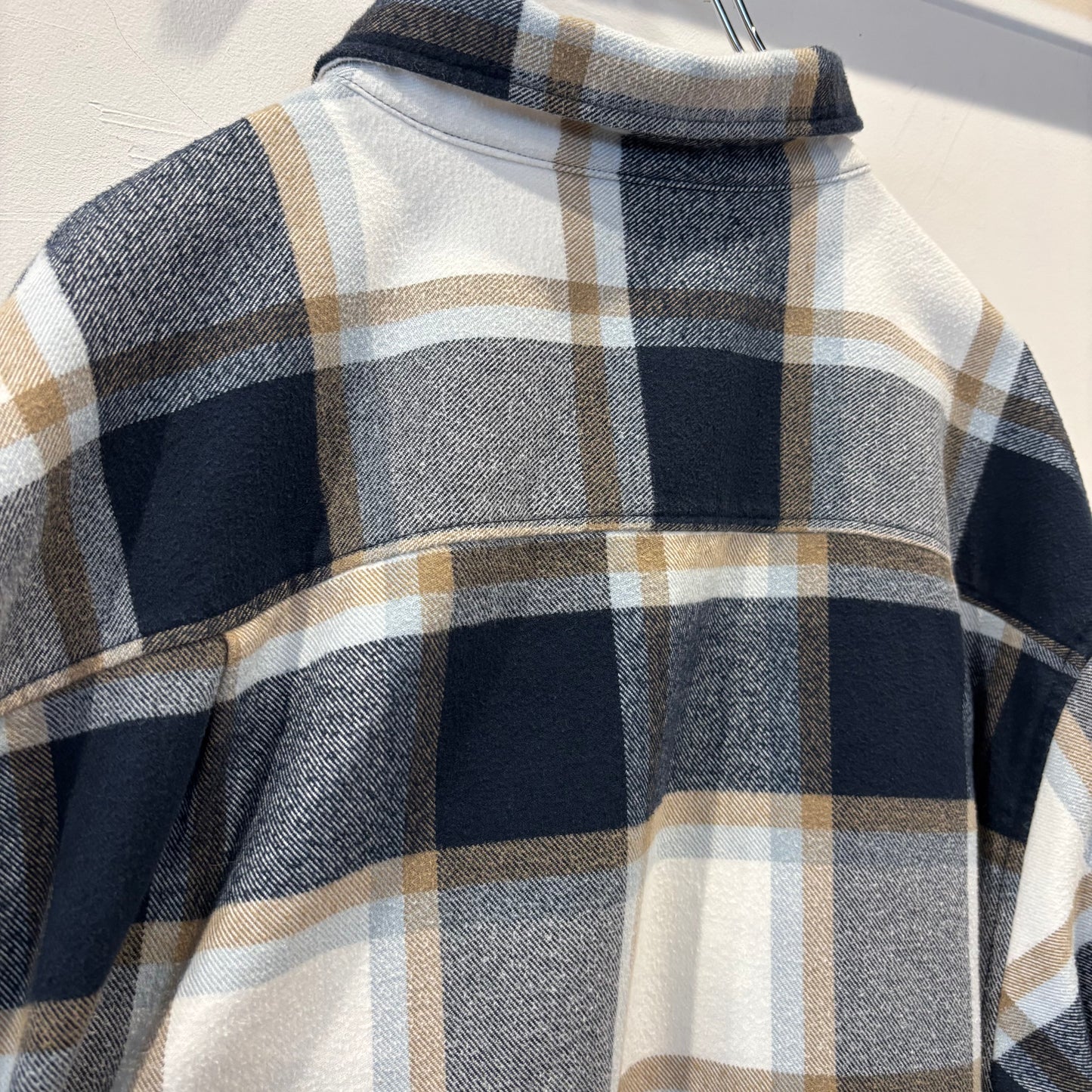 00's QUIKSILVER クイックシルバー DNA Flannel フランネルシャツ ホワイト/ベージュ/ネイビー(XL)/B4189SH-SO