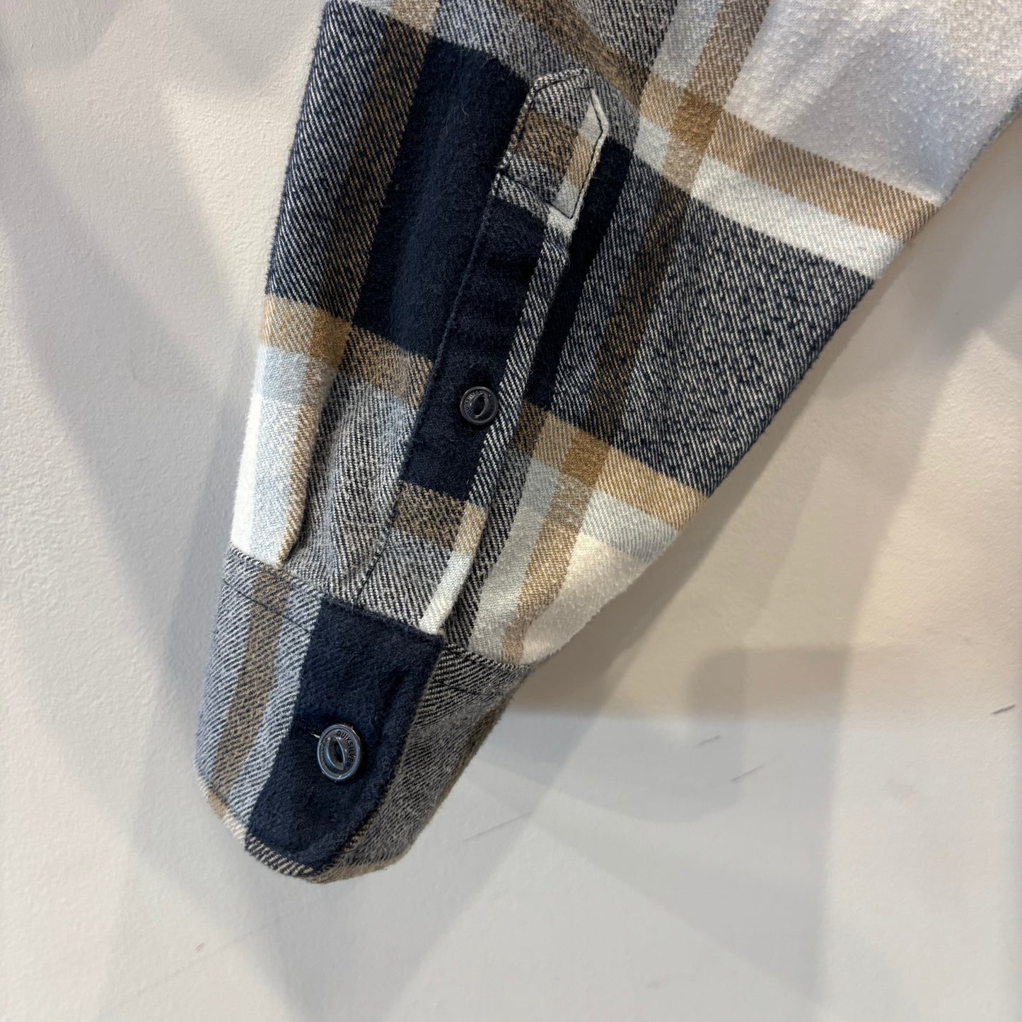 00's QUIKSILVER クイックシルバー DNA Flannel フランネルシャツ ホワイト/ベージュ/ネイビー(XL)/B4189SH-SO