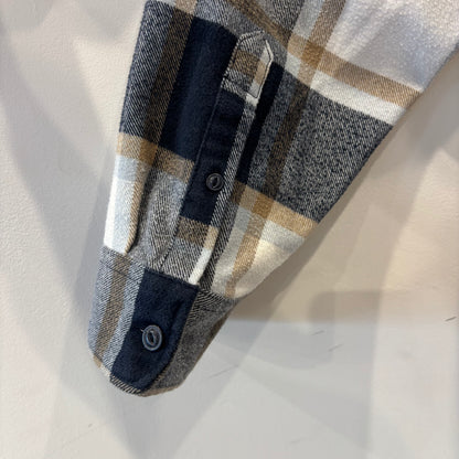 00's QUIKSILVER クイックシルバー DNA Flannel フランネルシャツ ホワイト/ベージュ/ネイビー(XL)/B4189SH-SO