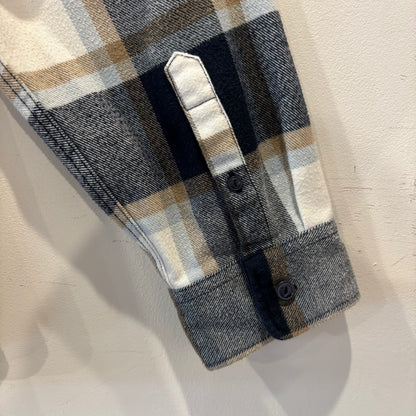 00's QUIKSILVER クイックシルバー DNA Flannel フランネルシャツ ホワイト/ベージュ/ネイビー(XL)/B4189SH-SO