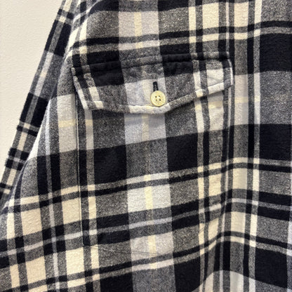 00's POLO JEANS CO. RALPH LAUREN ポロジーンズ ラルフローレン ネルシャツ ホワイト/ブラック(L)/B4190SH-SO