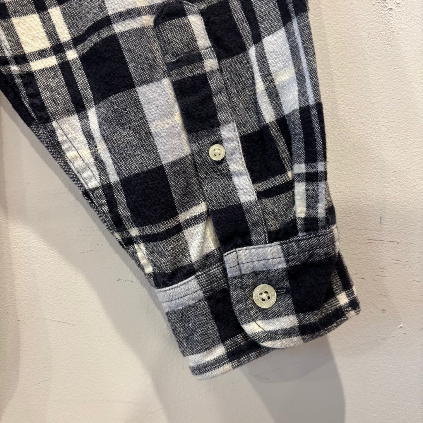 00's POLO JEANS CO. RALPH LAUREN ポロジーンズ ラルフローレン ネルシャツ ホワイト/ブラック(L)/B4190SH-SO