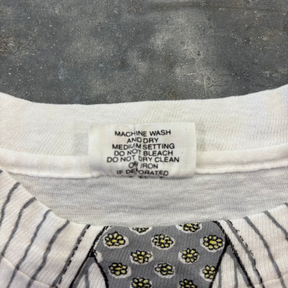 90's Hanes ヘインズ Leslie Arwin 医師 ドクター 白衣 騙し絵プリントTシャツ 白 (L)/B3694
