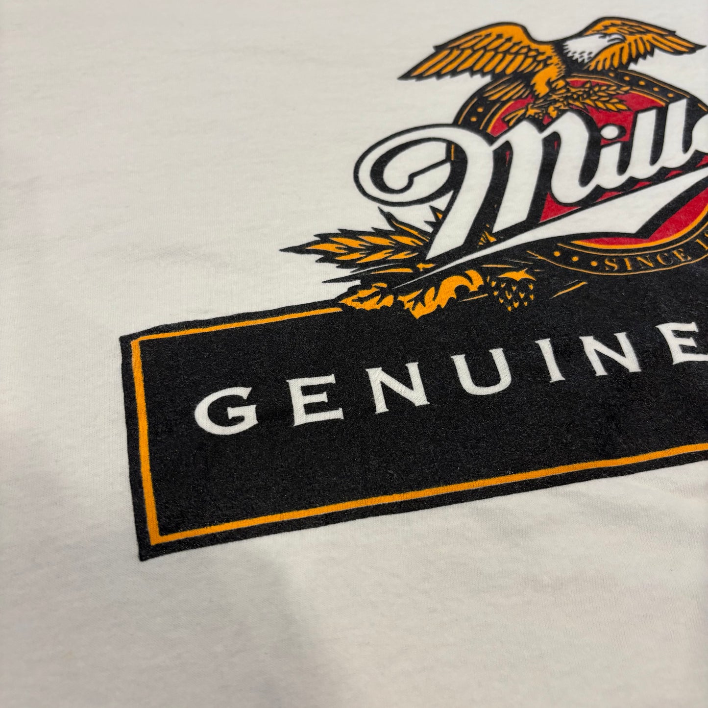 90's Hanes ヘインズ Miller Genuine Draft ミラービール 企業Tシャツ 白 (XXL)/B3695T-SO