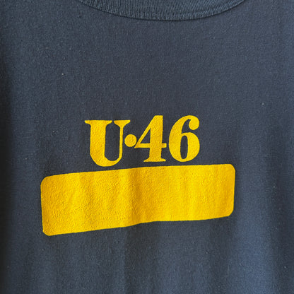 90's Arrowear ダブルフェイスTシャツ ネイビー/イエロー  USA製 (XL)/C1223T-SO