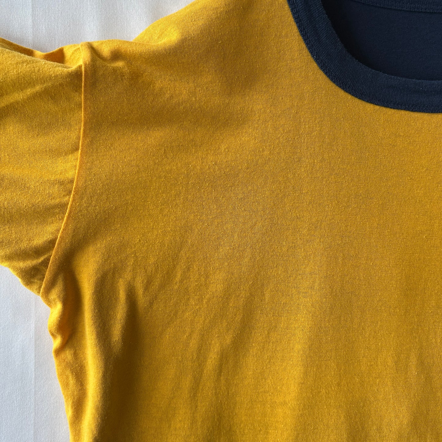 90's Arrowear ダブルフェイスTシャツ ネイビー/イエロー  USA製 (XL)/C1223T-SO