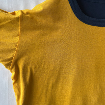 90's Arrowear ダブルフェイスTシャツ ネイビー/イエロー  USA製 (XL)/C1223T-SO