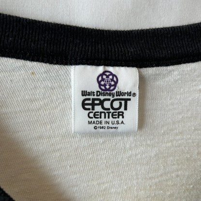 80's Walt Disney World EPCOT CENTER フロッキープリント フットボールTシャツ (XL)/A7626T-SO