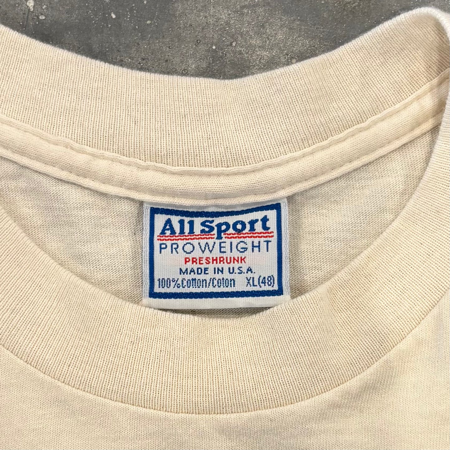 90's All Sport "Abraham Lincoln" リンカーン メッセージTシャツ 生成り(XL)/A6979T-SO