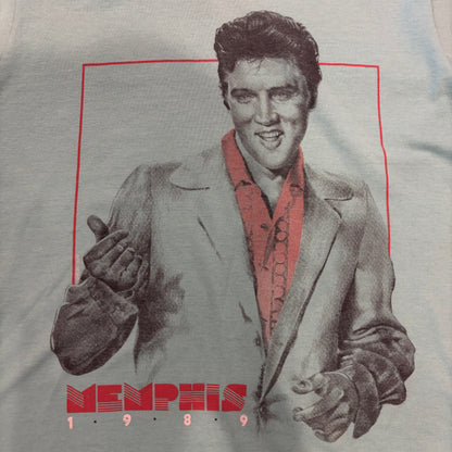 80's Elvis Presley エルヴィス・プレスリー "Memphis 1989" アーティストT ターコイズブルー(M)/B2023T-SO