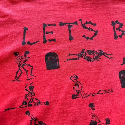 90's "LET'S BONE" スカルTシャツ 四十八手エロT ヘインズ 赤(XL)/A6467T-SO