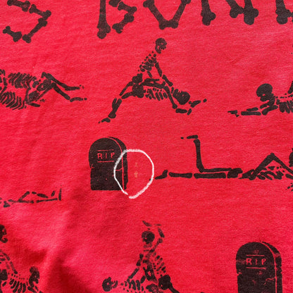 90's "LET'S BONE" スカルTシャツ 四十八手エロT ヘインズ 赤(XL)/A6467T-SO