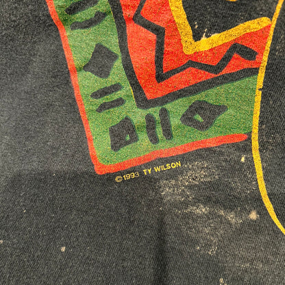 90's TY WILSOON アートTシャツ サンフェード 黒(XL)/A6486T-SO