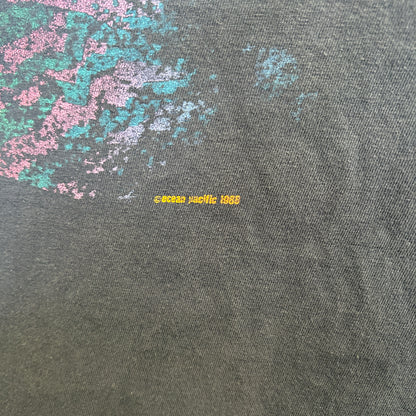 80's Ocean Pacific サーファー グラフィックTシャツ 紺 (L)/C1117T-SO