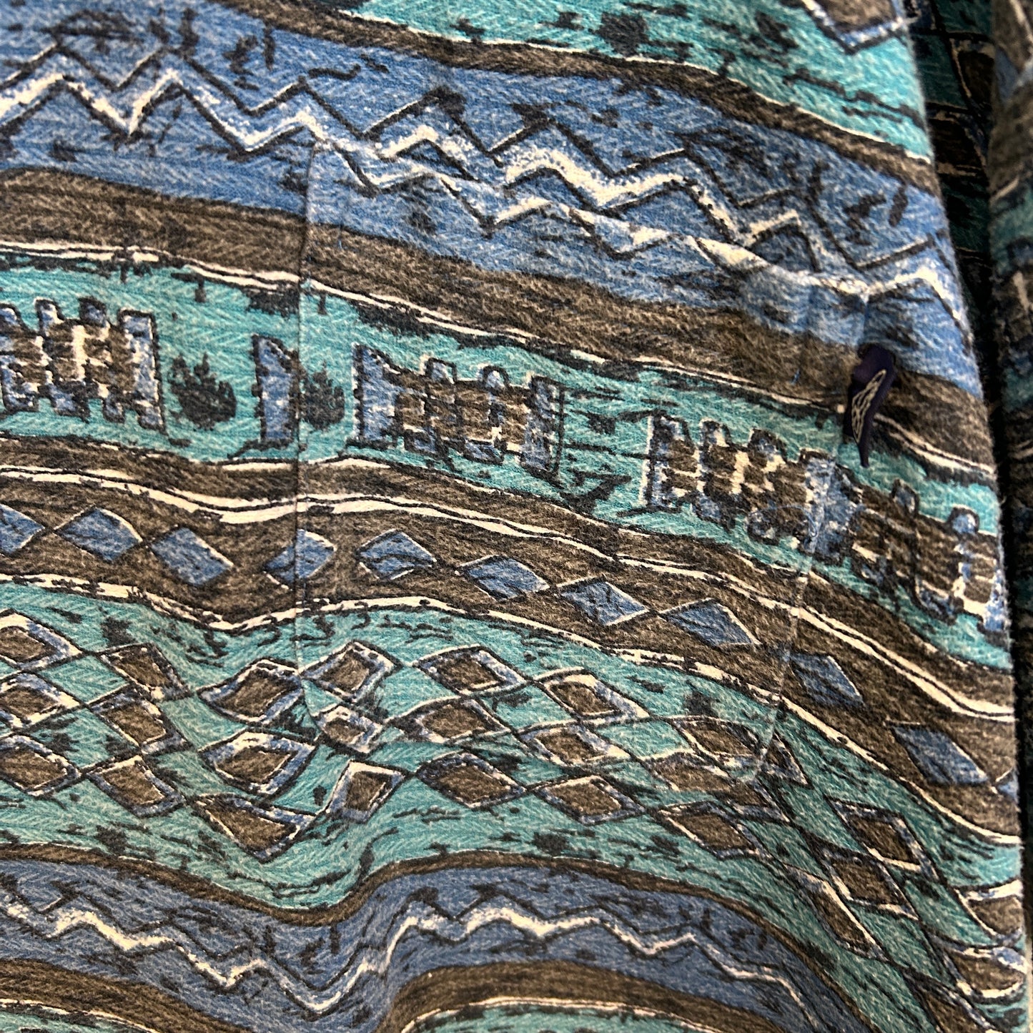 90's Ocean Pacific ネイティブ柄 サーフ ポケットTシャツ 青系統 (2XLT)/C1227T-SO