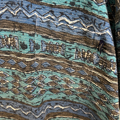 90's Ocean Pacific ネイティブ柄 サーフ ポケットTシャツ 青系統 (2XLT)/C1227T-SO