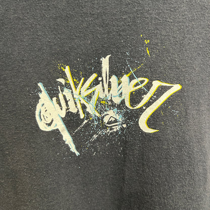 90~00's Quik Silver ペイント グラフィックTシャツ 紺 (サイズ不明)/C1229T-SO