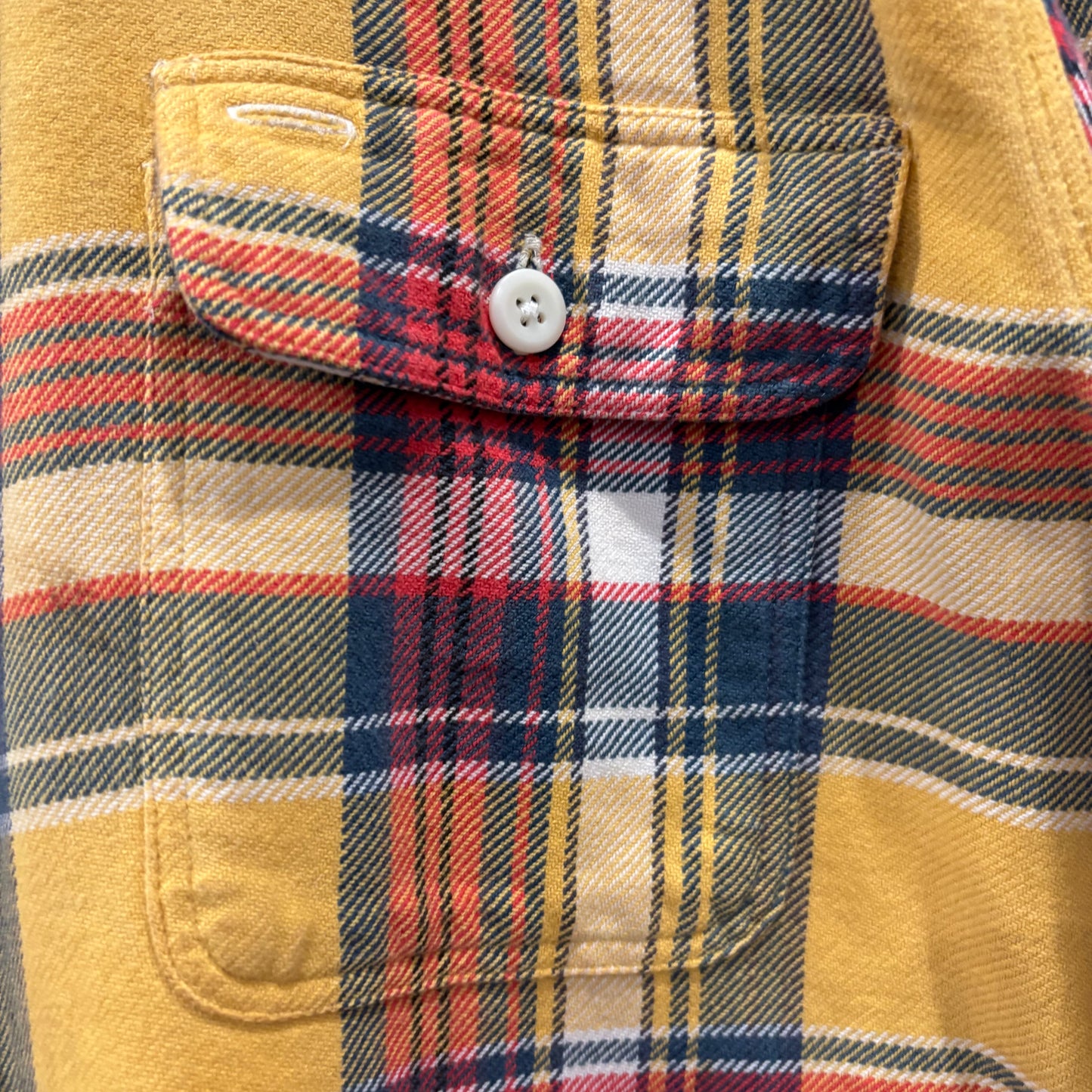 90's~ Polo by Ralph Lauren ラルフローレン フランネルチェックシャツ 黄赤紺 (XL)/A5663S-SO