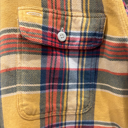 90's~ Polo by Ralph Lauren ラルフローレン フランネルチェックシャツ 黄赤紺 (XL)/A5663S-SO