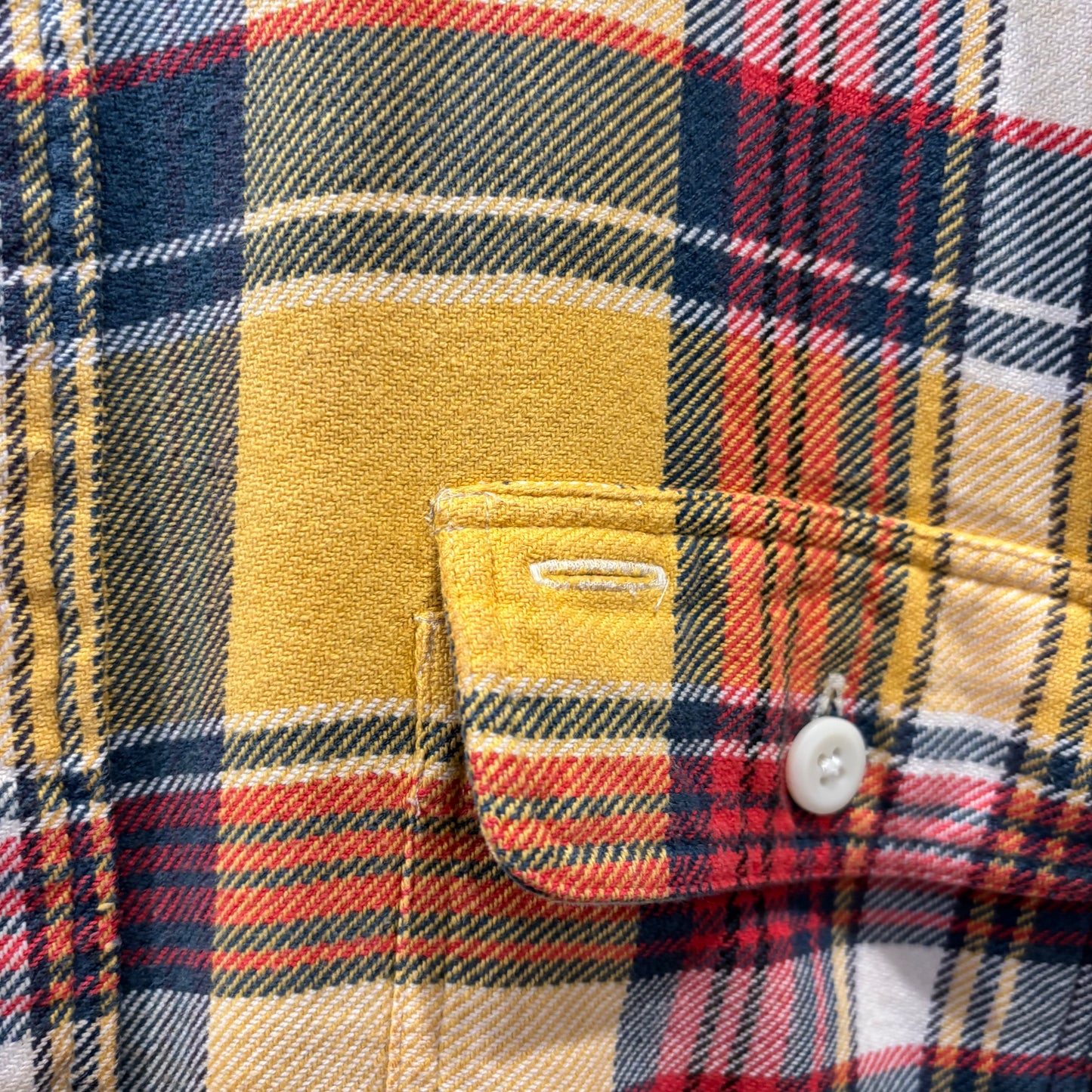 90's~ Polo by Ralph Lauren ラルフローレン フランネルチェックシャツ 黄赤紺 (XL)/A5663S-SO
