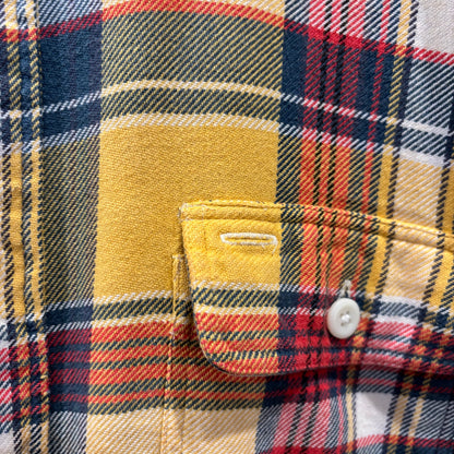 90's~ Polo by Ralph Lauren ラルフローレン フランネルチェックシャツ 黄赤紺 (XL)/A5663S-SO